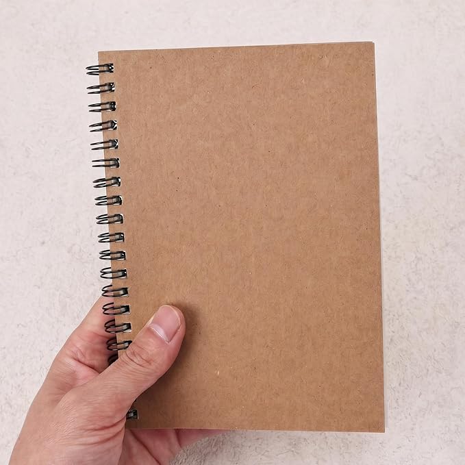 EOOUT 2 Pack Blank Spiral Notebooks B6 Sketchbooks, 140 Pages / 70 Sheets, Unlined Journals 5 x 7in 100GSM for Drawing, Art, Students, Office (Kraft)