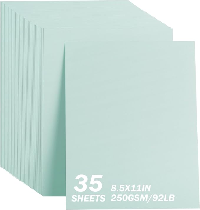 35 Sheets Aqua Blue Cardstock 8.5 x 11 Inch Boho Paper