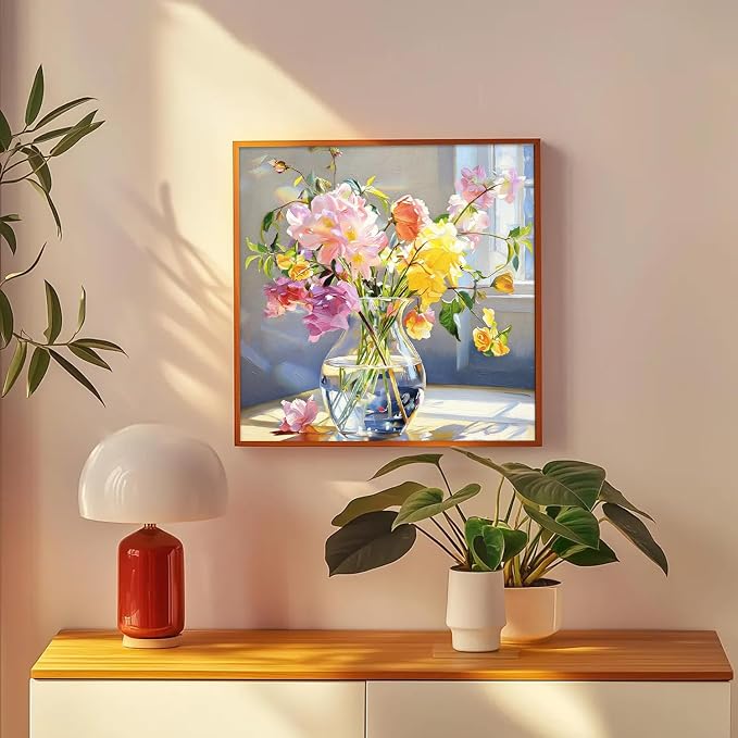 PHANTASYART Flowers Vased Paint by Numbers Kit for Adults 16x16inch | Flowers Adult Paint by Numbers, Flower Canvas Paint by Numbers for Adults, DIY Acrylic Paint Kit, Gifts & Home Decor