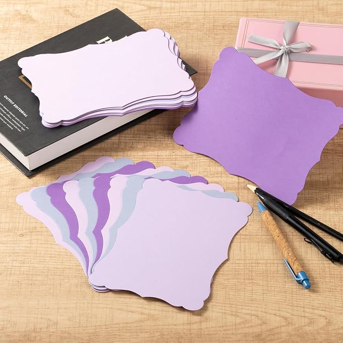 50 Pack Blank Kraft Greeting Cards, Purple, 5 Colors, 4x6IN