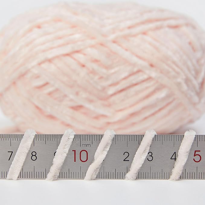NICEEC 3 Skeins Soft Chenille Yarn 3 x85m (3X 93yds, 3X 50g)_Skin