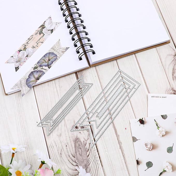 Bookmark Metal Cutting Dies, DIY Craft Detachable Carbon Steel Embossing Template Metal Stencils Scrapbooking Tool for Paper Crafting Card Making Supplies (8Pcs)
