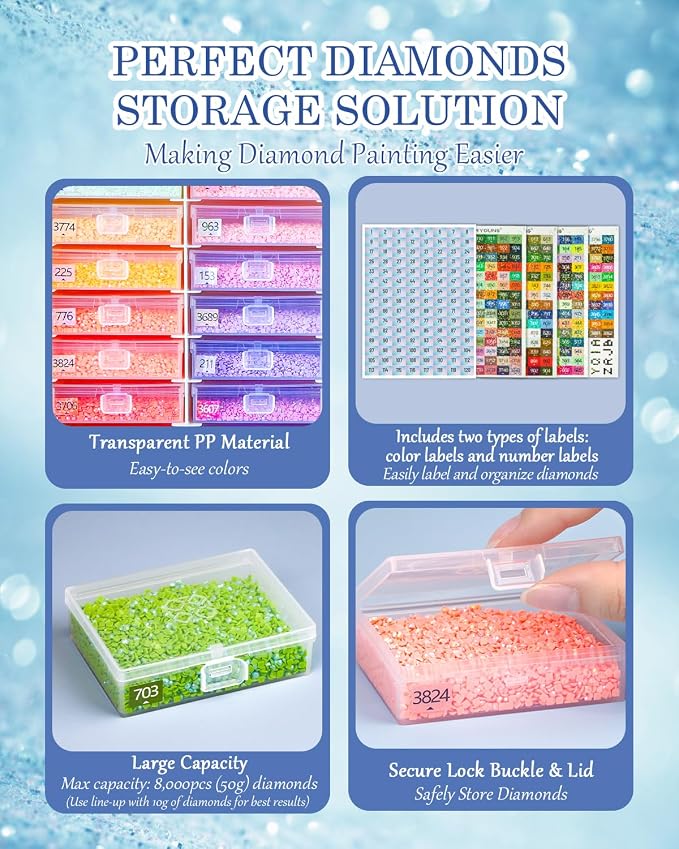 Foreveryoung 3-in-1 Diamond Art Tray Set, Container, Trays & Rack, 20 PCS
