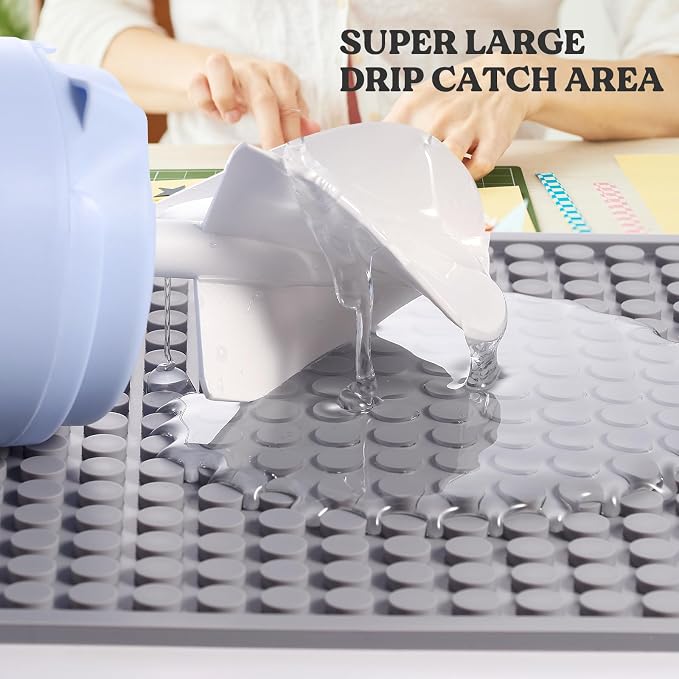 LET'S RESIN Resin Collector Mat, Easy Clean & Silicone Heat Resistant Mats 14.5'' x 9.4'', Non-Slip Multipurpose Thick Silicone Mats for Resin Molds, Epoxy Resin, Cup Turner, Kitchen Counter, Placemat