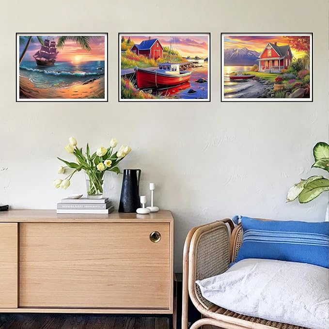 DOZEEZOP 6-Pack Diamond Art Kit for Adults, 5D Diamond Painting 16x12 Inch | Landscape pictures, Full Round Drills, Home Wall & Shelf Decor, Beginner-Friendly DIY Craft, Stress Relief, All-Occasion Gift