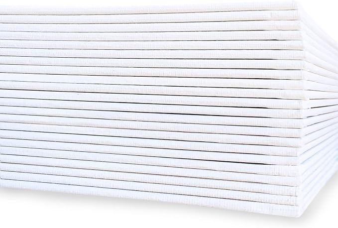 milo Canvas Flat Panel Boards for Painting, 8x10 inch, 24 Pack, White | Primed & Ready-to-Paint Art Supplies for Acrylic, Oil, Mixed Wet Media, & Pouring, Bulk, Painting Party Pack, Blank, Cotton