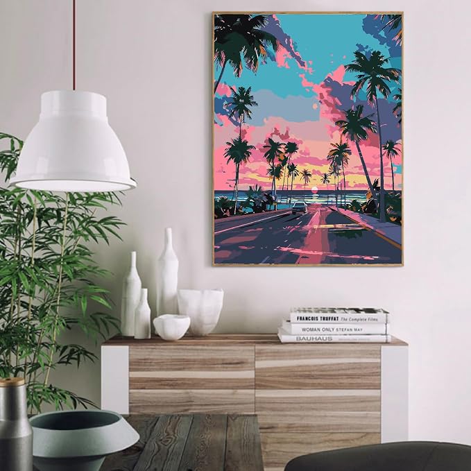 Paint by Numbers Kit for Adults,Sunset Scenery DIY Paint by Number 16x20 In | Paint by Number for Beginner,Adult Paint by Number,HD Color Canvas,DIY Tool Kits,Stress Relief Craft,Great Gift,Without Frame