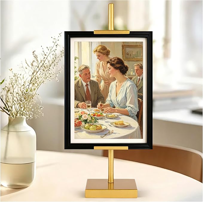 18'' Adjustable Tabletop Easel Stand, Gold Easel for Display | Steady and Elegant Picture Easels for Display, Picture Frame Stand, Adjustable Art Easel,Picture stand for Artwork, Photo.