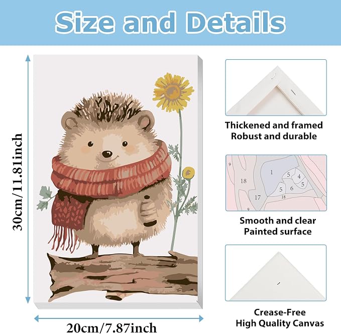 Animal Paint by Number for Adults, Paint by Numbers Kit for Adults 8x12 in