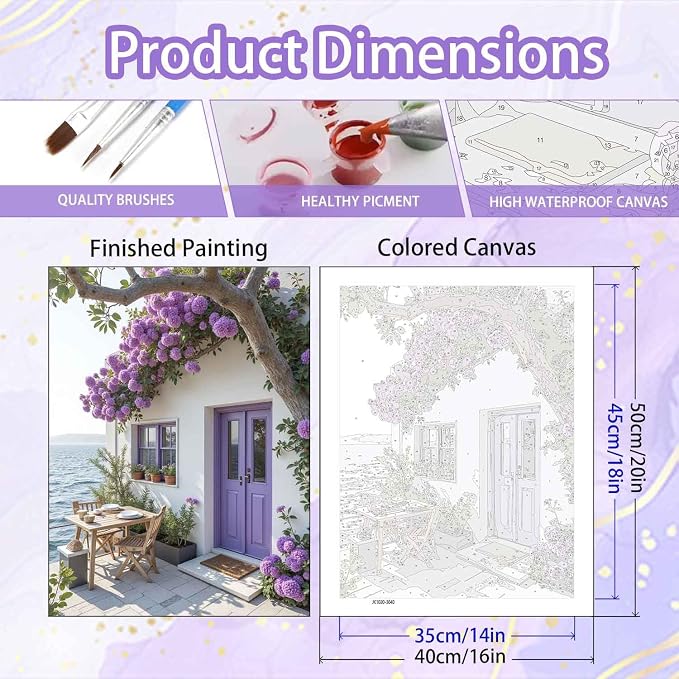 Yunruily Paint by Numbers Kits for Adults Landscape-Paint by Numbers for Adults Canvas,Paint by Number Adult for Gifts Home Wall Decor (16x20inch)