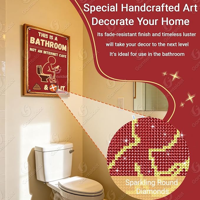 Gamteldot Bathroom Diamond Art Kits for Adults Beginner,Motivational Quotes Diamond Art 5D Full Drill DIY Diamond Dot,Diamond Painting with Complete Tool,Gem Art Craft for Home Wall Decor Gift-12x16in