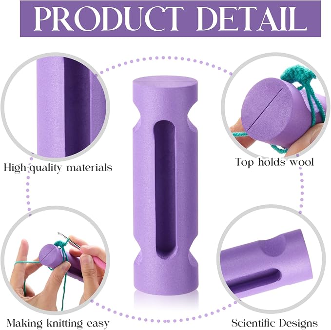 Threlaco 1 Pcs Crochet Tool 4" Beginner Crochet Tool, Purple | Learn How to Make Circle Stitch and Guide Knitting Holder Accessories for All Yarn Sizes Beginners Mother Birthday Gifts