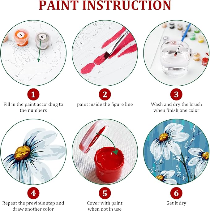 Ginkko Paint by Numbers for Adults Kids Beginners with Wooden Frame Easy Acrylic on Canvas 12x16 inch with Paints and Brushes, Vase Flower(Include Framed)