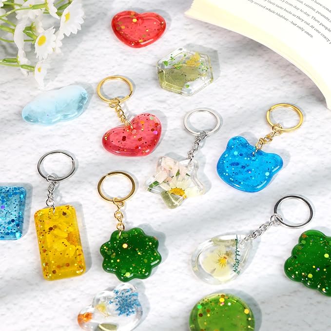 Keychain Silicone Mold, Keychain Resin Mold with Key Ring Accessory, Epoxy Resin Jewelry Molds for DIY Keychains, Necklace, Pendant
