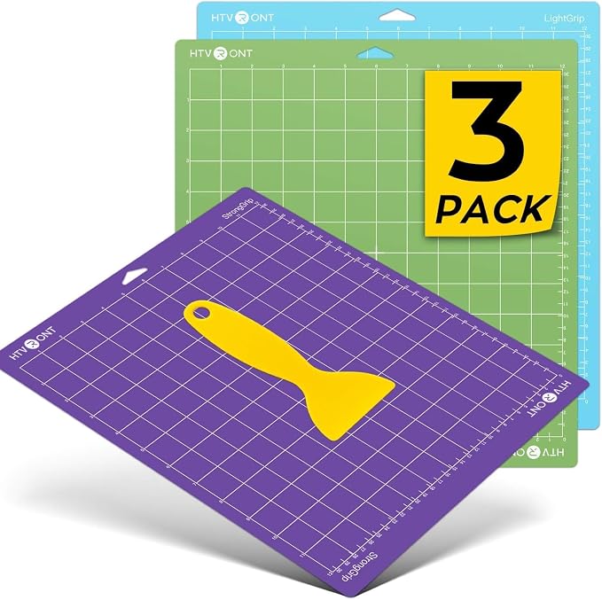 HTVRONT Cutting Mats 12x12, 3 Pcs, Compatible with Cricut Maker/Explore | Standard Light Strong 3 Grip Variety Sticky Mats & Accessories, Compatible with Maker 4/3/Maker, Explore 5/4/3, Air 2/One