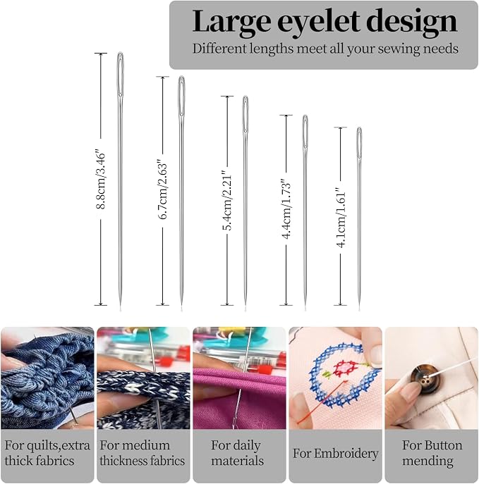 Obear 43-Piece Sewing Kit for Adults and Beginners,Big Eye Stainless Steel Sewing Needles Kit for Hand Sewing with Needle Threader and Seam Ripper
