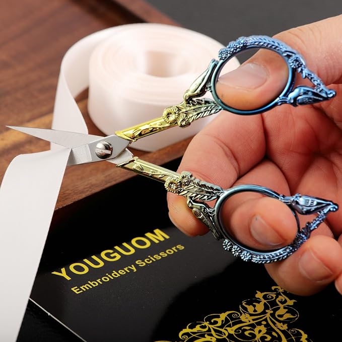 YOUGUOM Small Craft Scissors, Mini Sewing Embroidery Shears | All Purpose, Precision, Straight Tip, for DIY Craft, Needlework, Cross Stitch, Detail Thread Cutting, Cute Bird, with Cover
