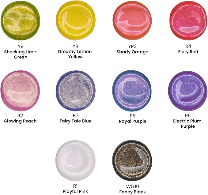ARTEZA Iridescent Acrylic Paint Set, 10 Galaxy Colors, 60 ml/ 2 fl oz Tubes