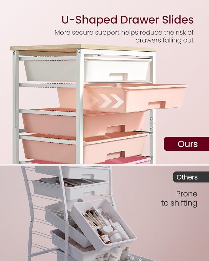 VASAGLE Rolling Cart with Drawers, Craft Organizers and Storage