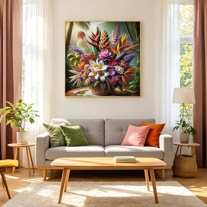 CHWGLFGG 5D Flower Diamond Art Kits for Adults Beginners 13.7X 13.7 Inch | Tropical of Paradise Floral Diamond Painting Kit DIY Full Round Drill Paint by Diamonds Dot Gem Art for Adult Home Wall Decor