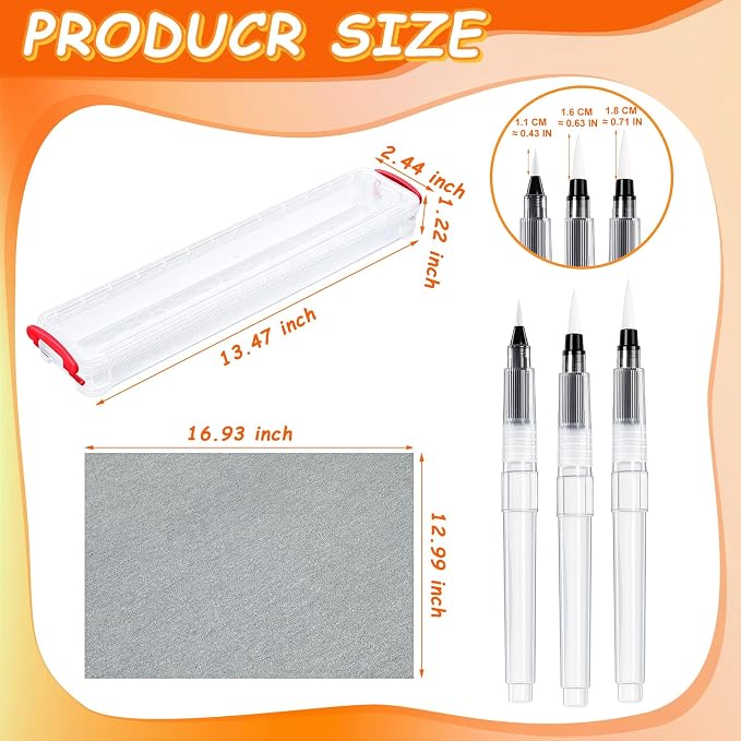 ForraFun 5 Pcs Water Drawing Writing Canvas Set Reusable Water Art Painting Board Portable Drawing Writing Cloth with 3 Brushes and 1 Storage Case for Artist Meditation Calligraphy Practice
