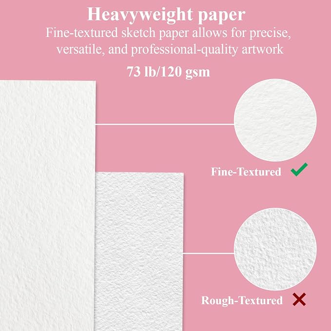 Cute Sketchbook Pink, 9"x12" Sketch Book for Teen Girls, 100 Sheets Girl Sketchbook 73lb/120gsm Drawing Paper for Kids, Art Supplies for Teens 14-16 Girls, Mothers Day Gifts.