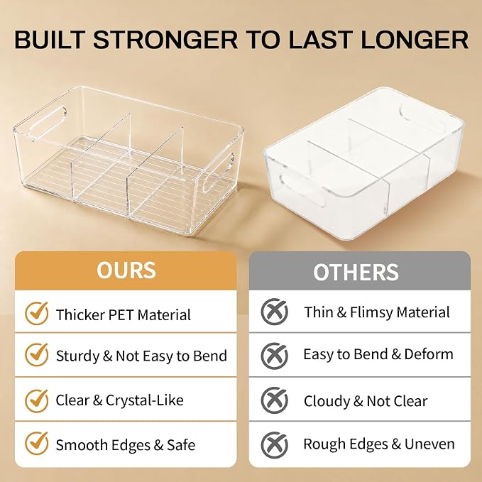 Mpotmiy 4-Pack Pantry Organizers and Storage, Clear Fridge Organizer Bins