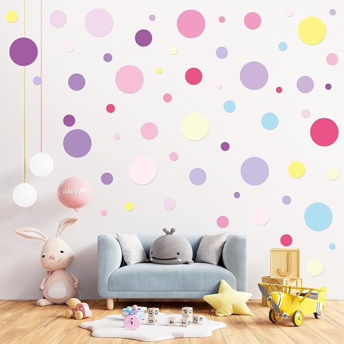 Zonon 264 Pcs Polka Dot Wall Decals for Kids, Circle Peel and Stick