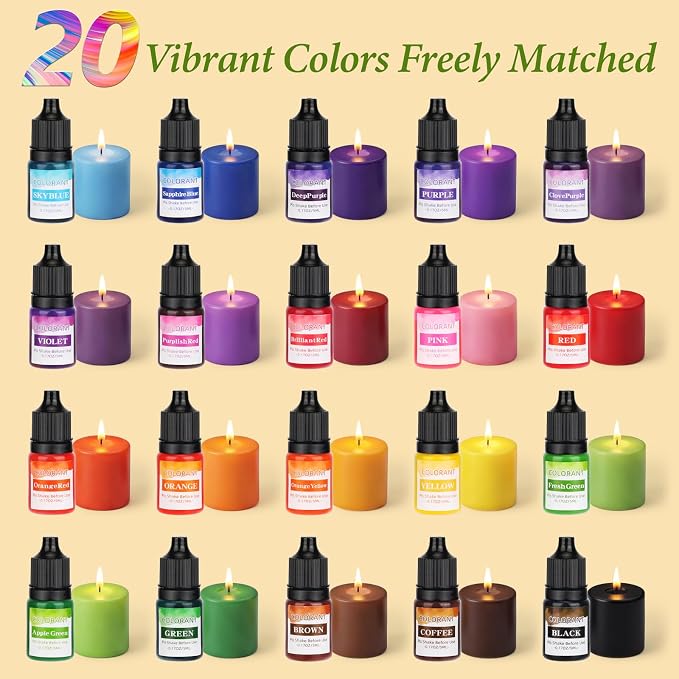 SAEUYVB 5 lbs Soy Candle Wax for Candle Making,Natural Soy Wax Pellets | Soy Wax for Candle Making with 20 Liquid Dye,20 Candle Wicks,20 Stickers and 2 Centering Devices,DIY Candle Making Supplies