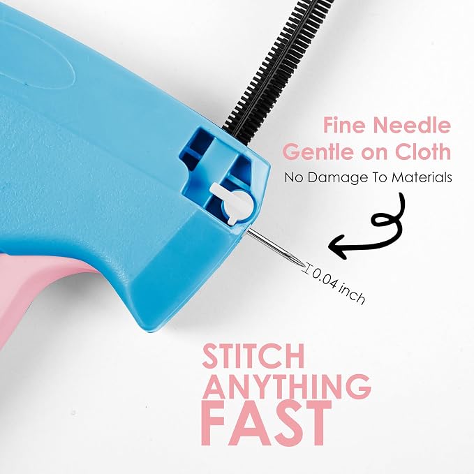 Stitch Gun for Clothes - Handheld Stitch Gun Quick Clothing Fixer - Mini Sewing Kit Micro Tagging Gun - Includes 6 Needle, 1000 Black Fasteners & 1000 White Fasteners