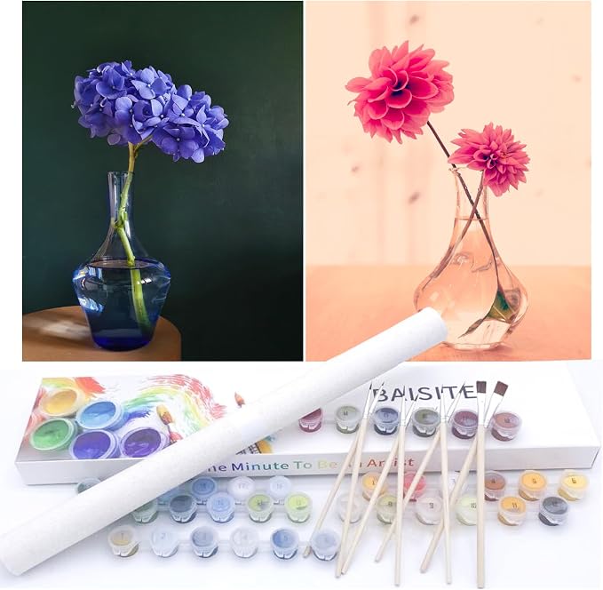 BAISITE Paint by Numbers Kit for Adults Beginners,12" Wx16 L 2 Pack Canvas for Painting Kits for Adults in Colorful Box-PBN207-208