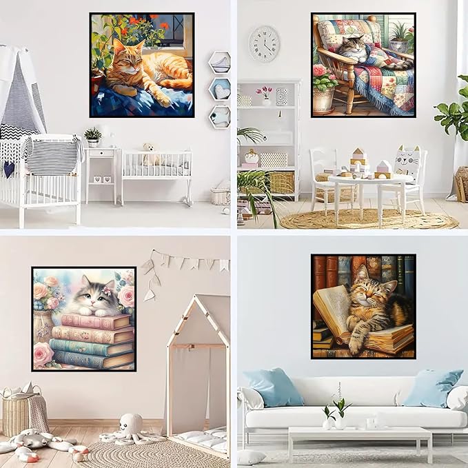 4 Pack Diamond Art Kits for Adults, Cat Diamond Painting Kits 13.8x13.8inch