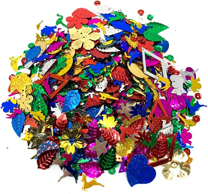 LEEFONE Sequins and Spangles Craft Supplies for DIY, Creative Color Beads Sequins Greeting Card Decoration Gold Foil Iron Slices for Wedding Christmas Clothes Jewelry (Assorted)
