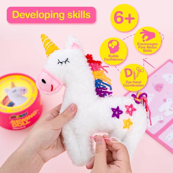 Avenir My First Sewing Kit for Kids 6-8, Unicorn Stuffed Animal Craft Set