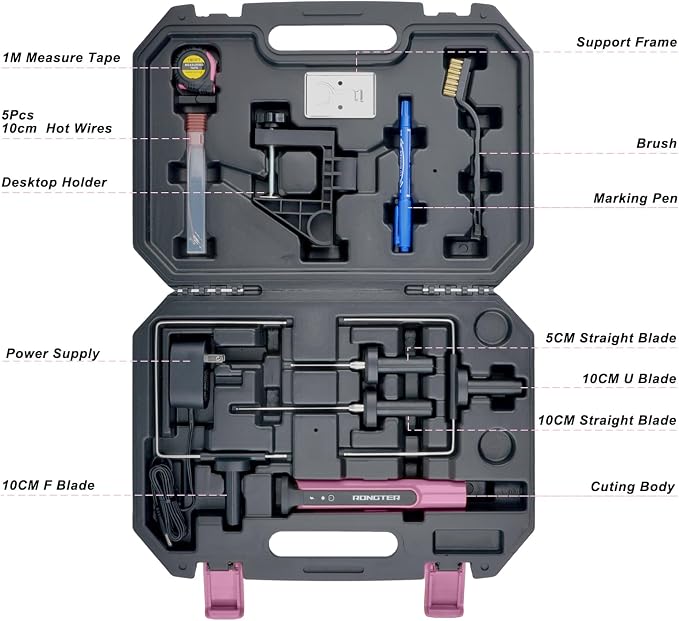 Hot Wire Foam Cutter Kit for Styrofoam with Case (Toolbox Pink)