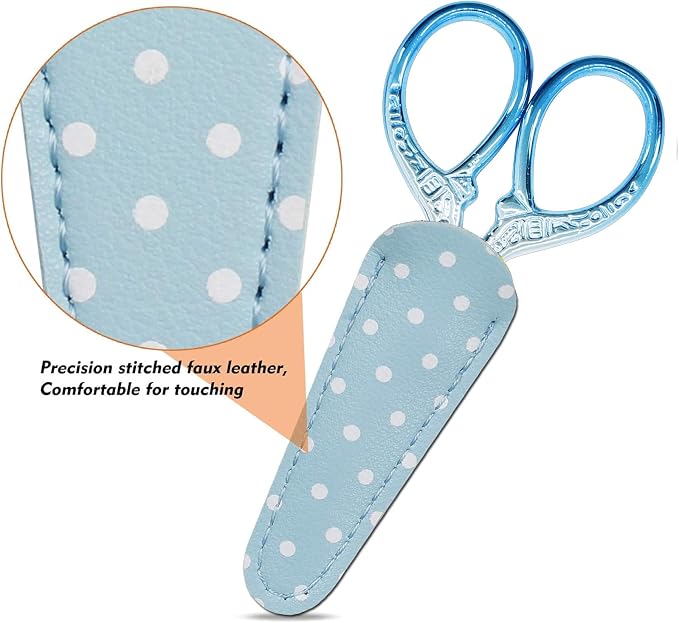 Small Sewing Scissors 3.6Inch Scissors with Leather Scissor Cover | Embroidery Scissors Stainless Steel Sharp Dressmaker Shears Scissor for Needlework DIY Craft Thread Cutting Multi Purpose