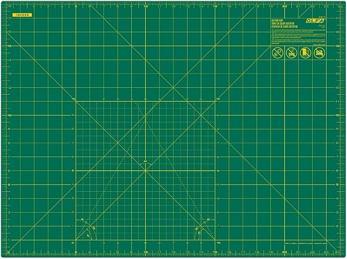 OLFA 18x24" Self-Healing Rotary Cutting Mat (RM-SG) - Double-Sided, Green | Self-healing, triple-layer, double-sided grid, rotary cutter safe - Quilting and sewing - Quilters and Crafters