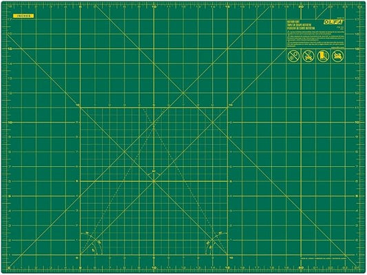 OLFA 18x24" Self-Healing Rotary Cutting Mat (RM-SG) - Double-Sided, Green | Self-healing, triple-layer, double-sided grid, rotary cutter safe - Quilting and sewing - Quilters and Crafters