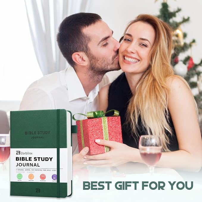 Bible Study Journal & Kit for Women - Christian Prayer Notebook with Sermon Notes | Bible Study Supplies, Devotional Workbook, Verse Tracker & Reflection Log | Premium Leather Cover Gifts, Pine Green