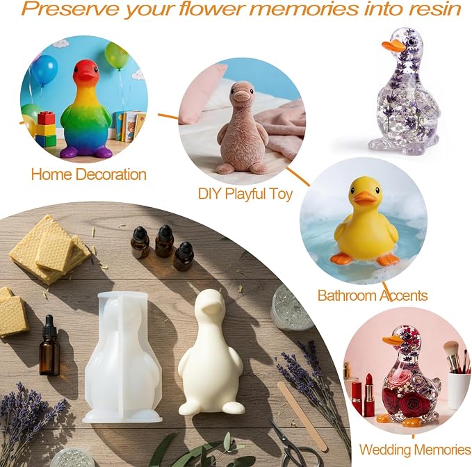 Duck Epoxy Resin Molds, 3D Silicone Duck Molds for Resin Casting
