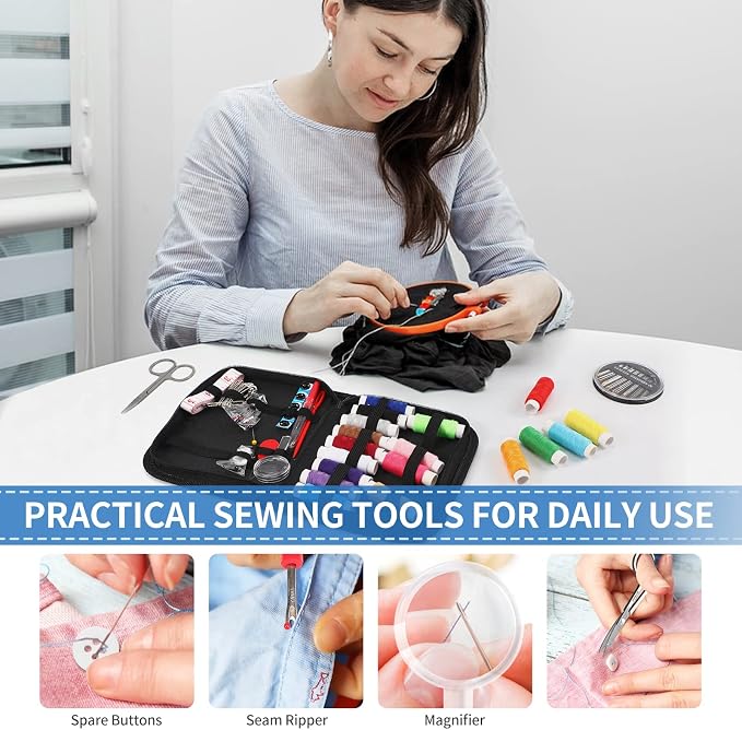 Sewing Kit for Adults,Marcoon Needle and Thread Kit with Sewing Supplies and Accessories Contains Scissors, Measure Tape,Seam Ripper,Suitable for Home, Travel, Beginner, Emergency