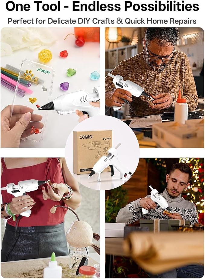 Mini Hot Glue Gun with 100 Glue Sticks, White