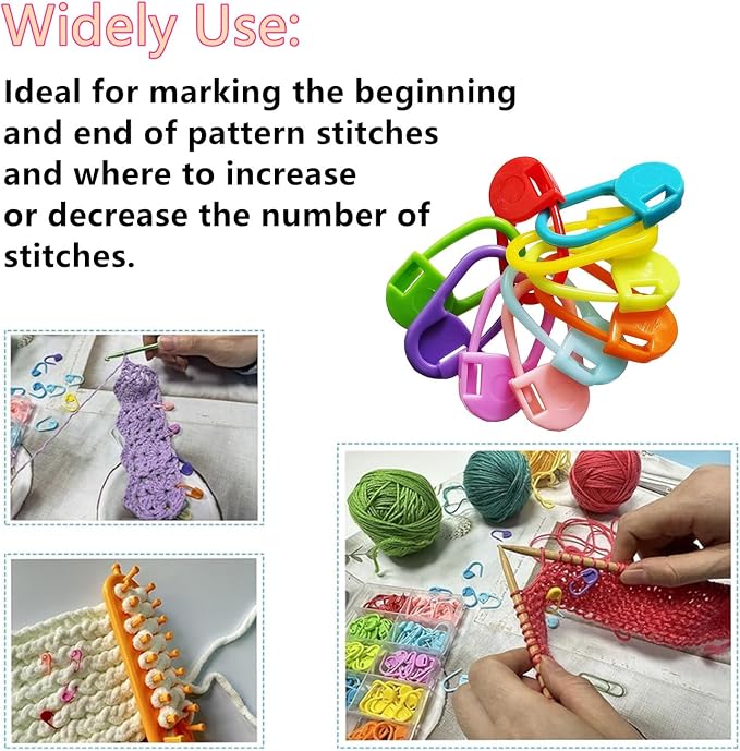120 Pieces Knitting Crochet Locking Stitch Markers 10 Color,10 Pcs Large Eye Blunt Sewing Needles for Knitting Sewing Stitching Weaving with Storage Case