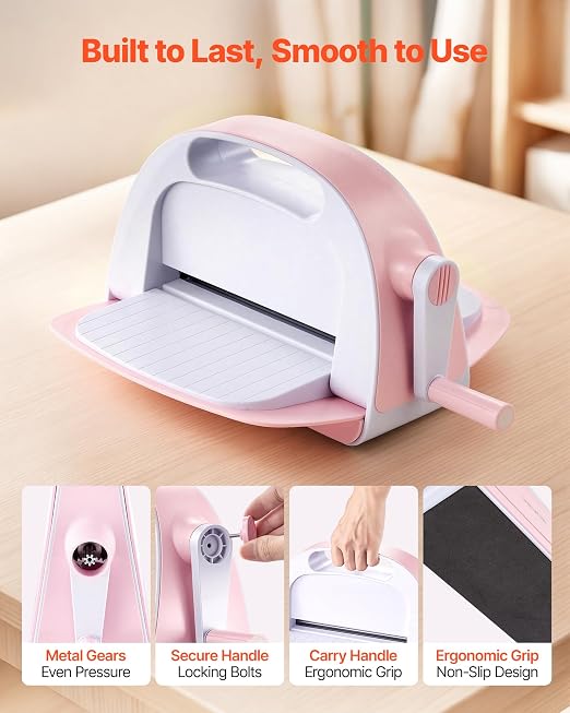 VEVOR Manual Die Cutting and Embossing Machine, 9" Opening, Portable Die Cut Machine Set with Cutting Dies, Embossing Folders, Paper Sheets, Cutting Plates, for Scrapbooking, Card Making, Crafting