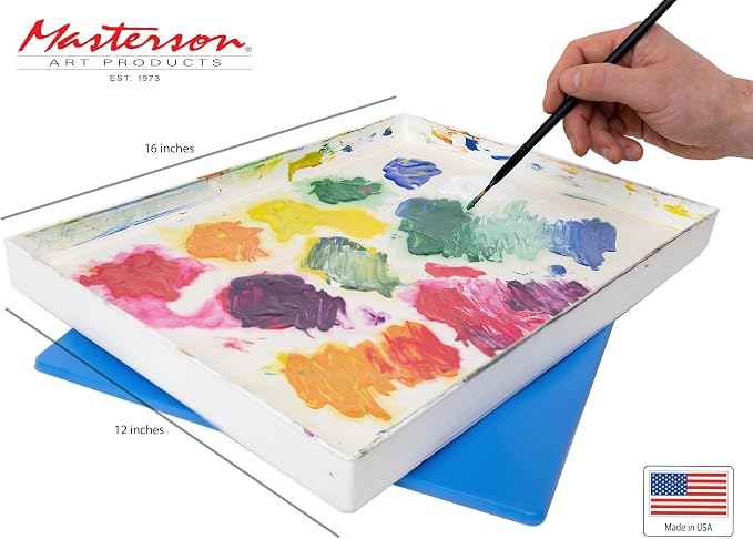 Masterson Palette Seal 12 x 16 in | Keeps Wet Paint Fresh for Weeks, Oil or Acrylic Painting Palette with Lid, Seal, Blue Lid Box, Made in USA