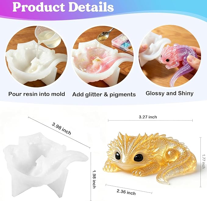 Resin Axolotl Resin Molds Silicone, 3D Detailed Animal Silicone Molds, Flexible Effortless Demoldable Epoxy Resin Molds, Thickened Deep Epoxy Molds for Art Crafts, Gift, and Home Decor