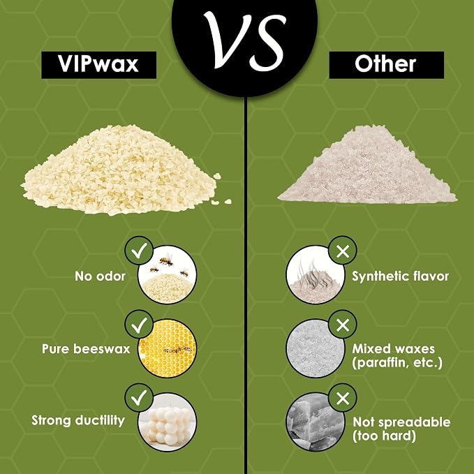 VIPwax White Beeswax Pellets 1LB, Natural Organic Beeswax for Candle Making | Natural, Organic, Candle Making, Premium Beeswax, Body, Skin Care DIY, Lip Balm and Soap Making Supplies