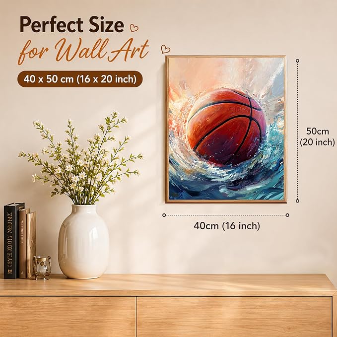 AUKELHJ Paint by Numbers Kit for Adults Beginner, Basketball, 16X20 Inch | Paint by Number for Adults, Beginner Friendly, High-Definition Color Canvas, Stress Relief, Home Decor, Gifts, Unframed