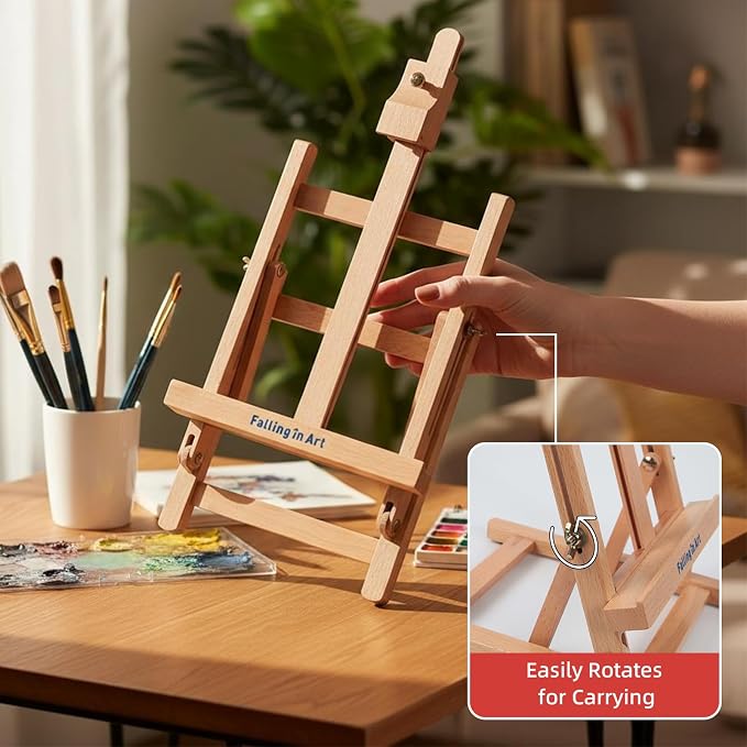 Falling in Art 52 Pcs Acrylic Paint Set with Table Easel, Red | Art Painting Kit with Paints, Canvas Panels, Paintbrushes, Canvas Supplies Kit for Kids, Adults, Beginners, and Artists