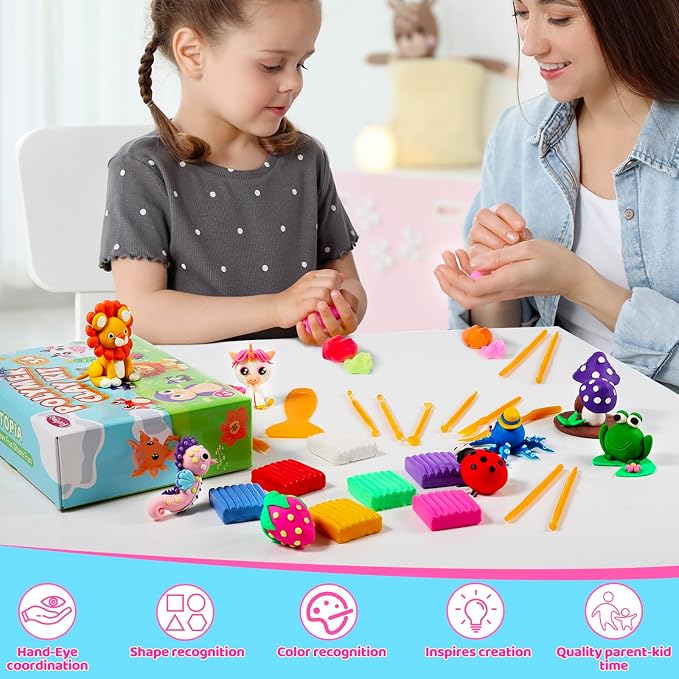 Funtopia Polymer Clay Kit, 34 Colors Modeling Clay for Kids Adults | Oven Bake Clay with Tutorial Book Sculpting Tools Storage Box for Sculpture, Crafting, DIY Projects, Jewelry Making(0.9oz/pc)